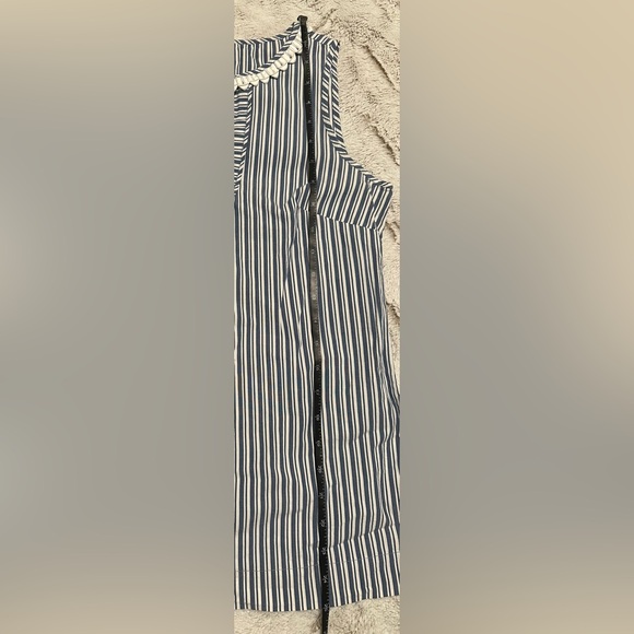 TALBOTS SLEEVELESS Applique V Neck Blouse SIZE 6 Striped Tunic Cotton Blend - Picture 4 of 7